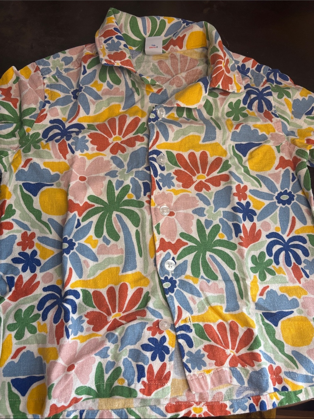Old Navy Kids Floral Button-Up Shirt - Green, Blue, Yellow, Red, Pink